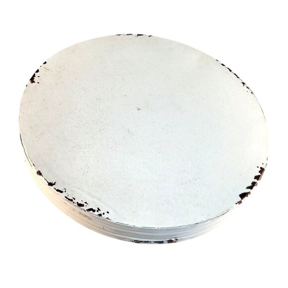 Rustic White Metal Pedestal Cake Stand 12 Inches Round Decorative Display Only - Picture 2 of 5